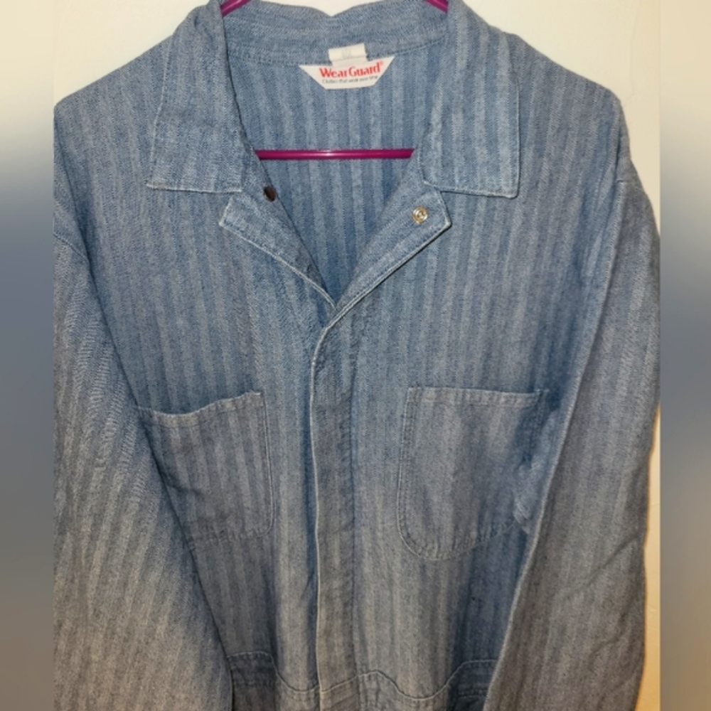 VINTAGE WEARGUARD COVERALLS BLUE COTTON HERRINGBONE DENIM WORKWEAR 46L